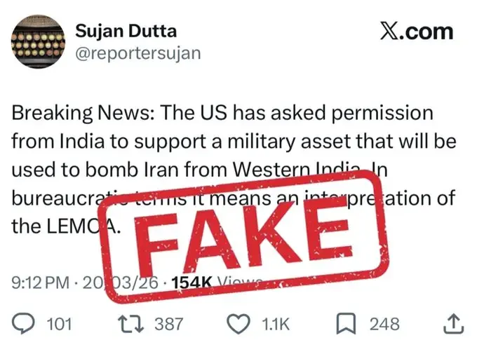 Indian Government Rejects Claims of US Seeking Permission for Iran Strikes