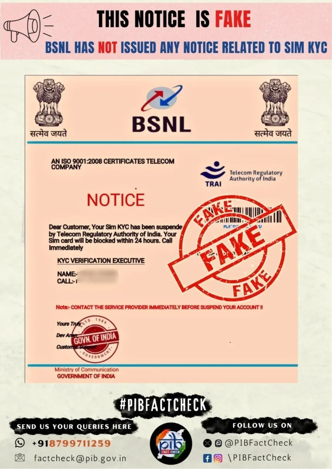 Government Warns of Cyber Fraud: Fake BSNL Notices Targeting Phone Users