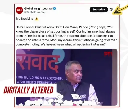 PIB Issues Alert Over Deepfake Video of Ex-Army Chief Manoj Pande