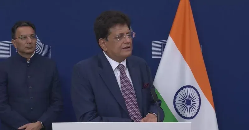 Goyal addresses press after 3rd India-EU TTC meeting
