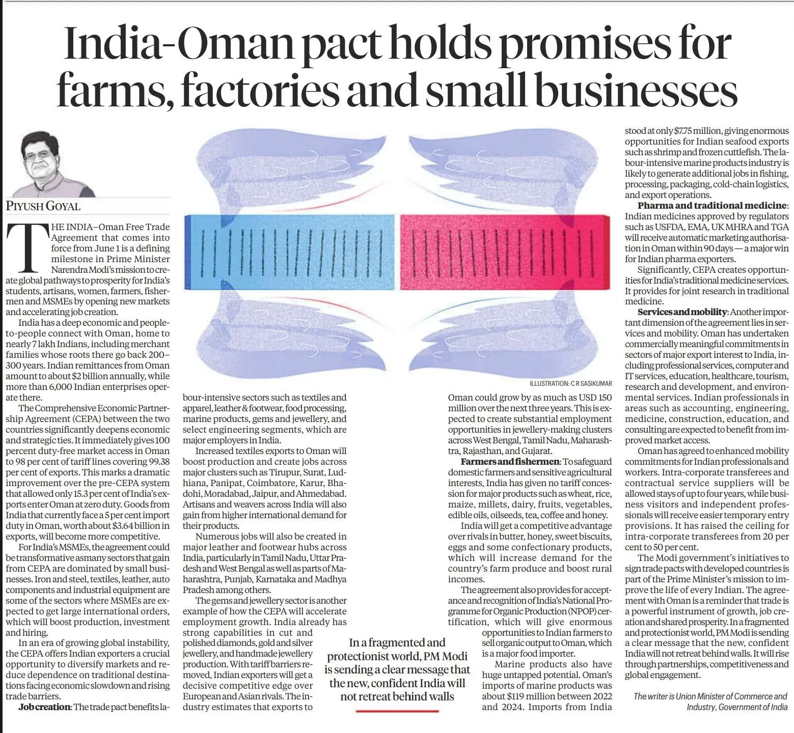 Goyal: India-Oman CEPA in Force, Opens Markets for MSMEs