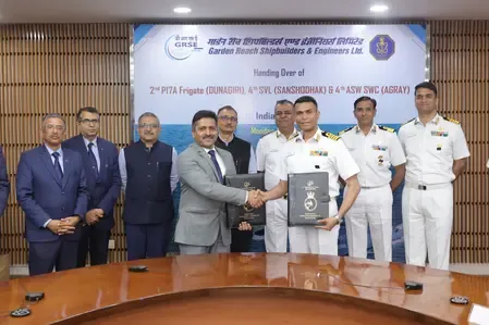 GRSE Achieves Historic Milestone with Triple Warship Delivery to Indian Navy