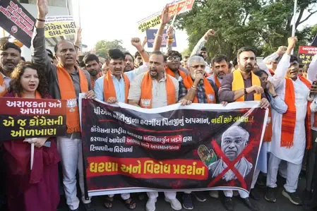 BJP Gujarat protests Kharge's remark on PM Modi's father, demands apology