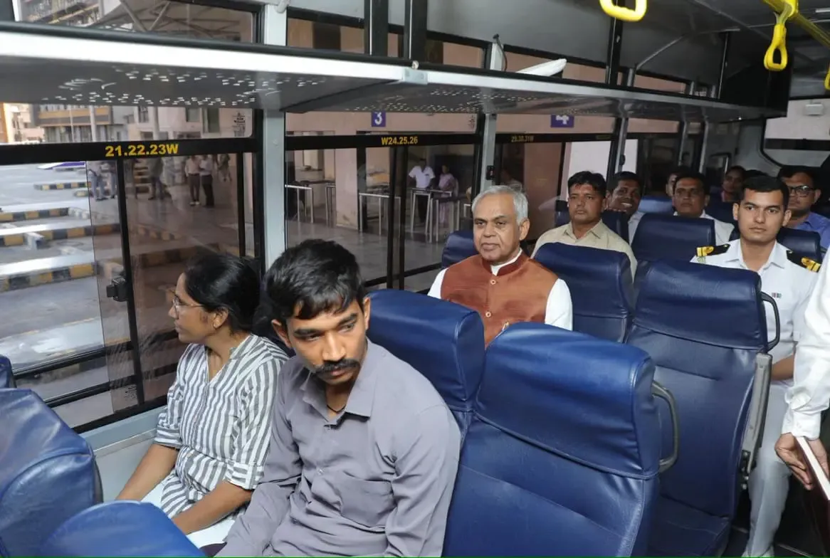 Gujarat Governor Acharya Devvrat takes ST bus ride in Surat, pays digitally
