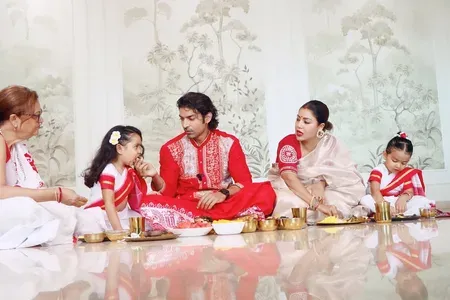 Gurmeet Choudhary & Debinna Bonnerjee celebrate Jamai Shosthi with daughters