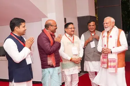 क्या गुवाहाटी में असम बीजेपी ऑफिस में पीएम मोदी का भव्य स्वागत हुआ?