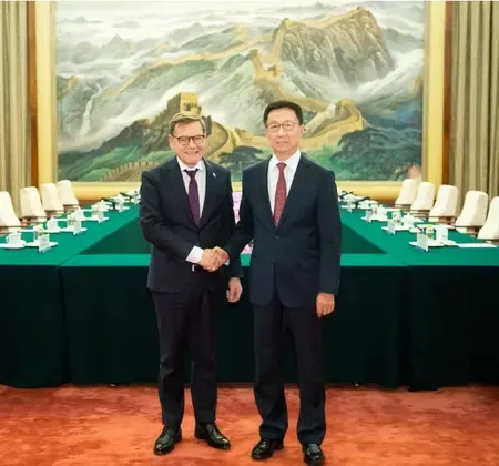 हान चेंग ने जर्मनी के विदेश मंत्री वाडेफुल से मुलाकात की