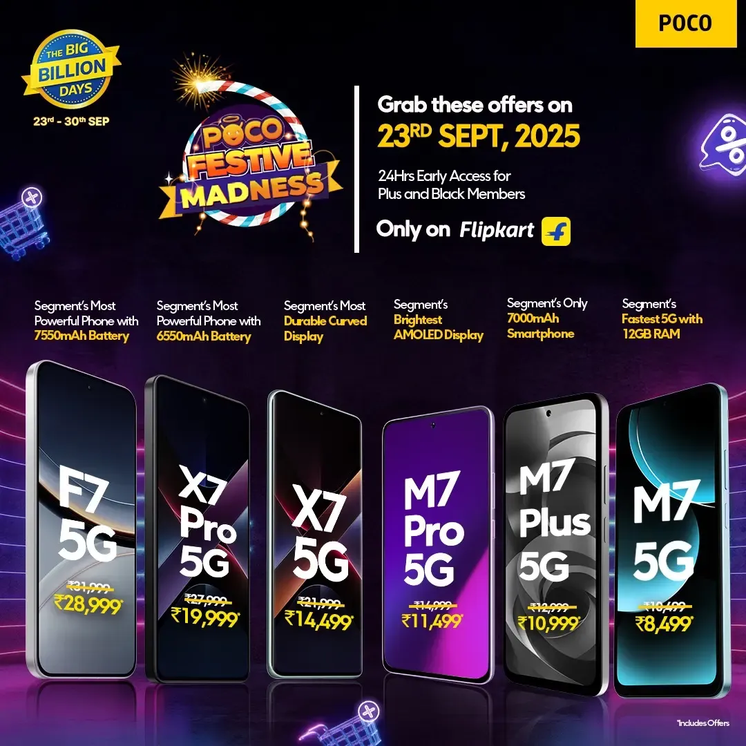 क्या पोको का फेस्टिव मैडनेस शुरू हो गया है? फ्लिपकार्ट पर शानदार स्मार्टफोन डील्स उपलब्ध!