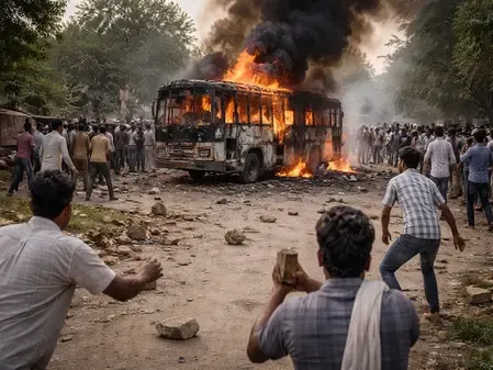 जोधपुर में सड़क दुर्घटना में एक मोटरसाइकिल सवार की मौत, भीड़ ने बस को आग के हवाले किया