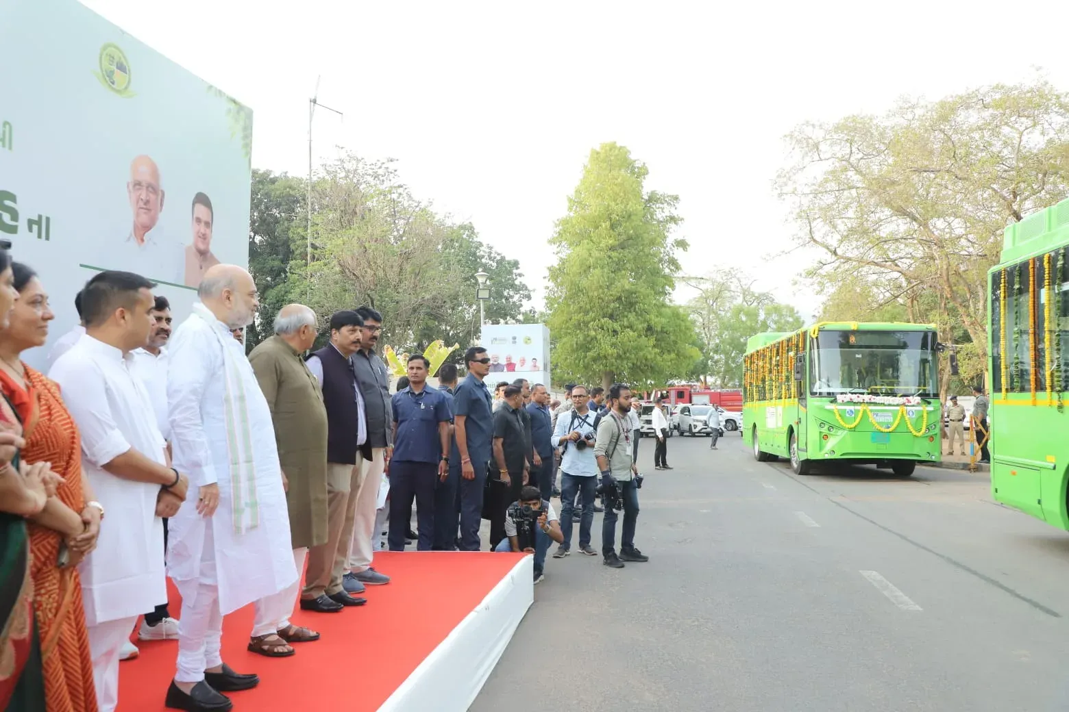 Amit Shah flags off 40 PM eBus Sewa electric buses in Gandhinagar