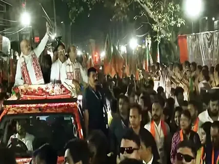 Amit Shah Energizes BJP Campaign with Grand Roadshow in Guwahati