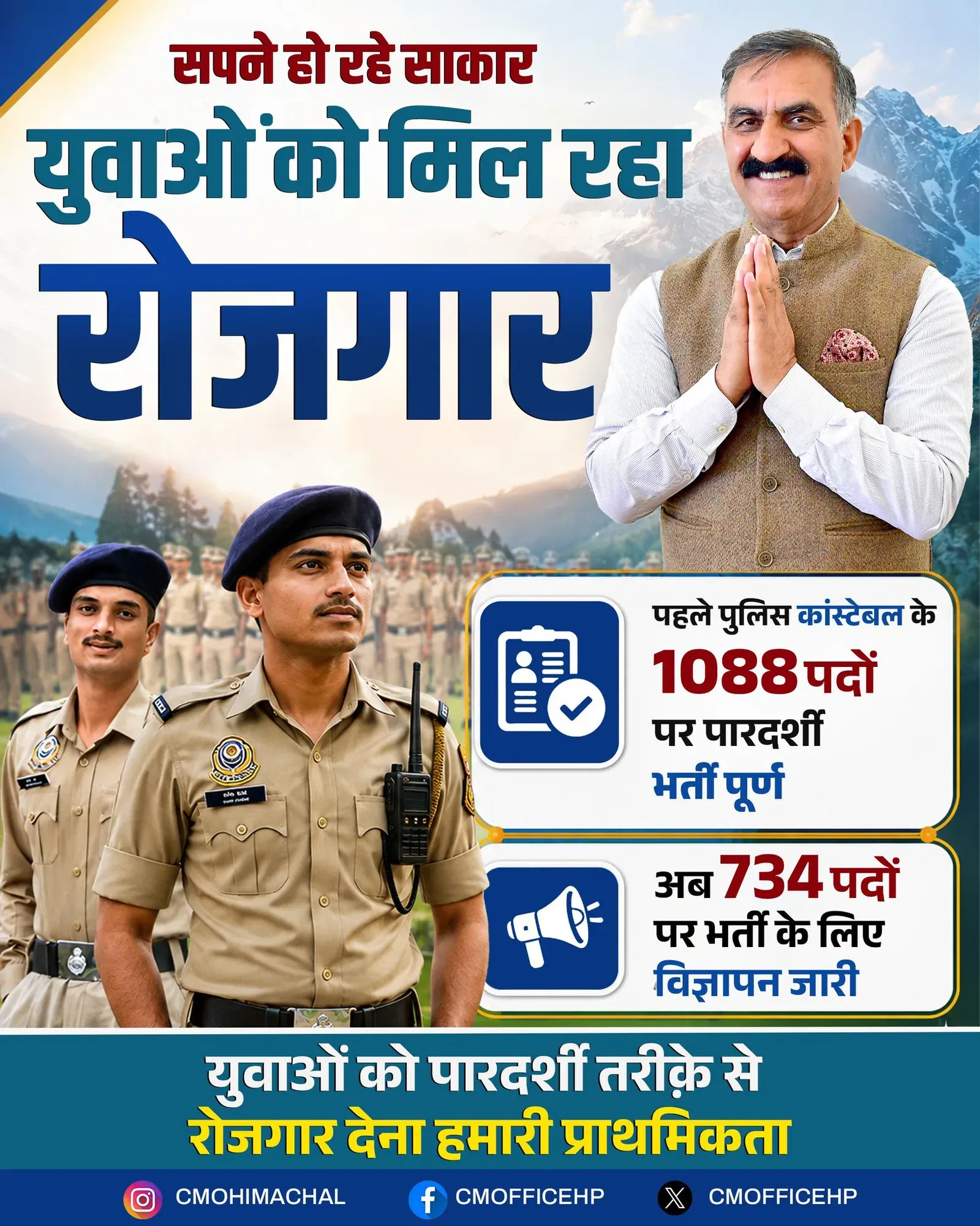 HP CM Office Announces 734 Police Recruitment Posts