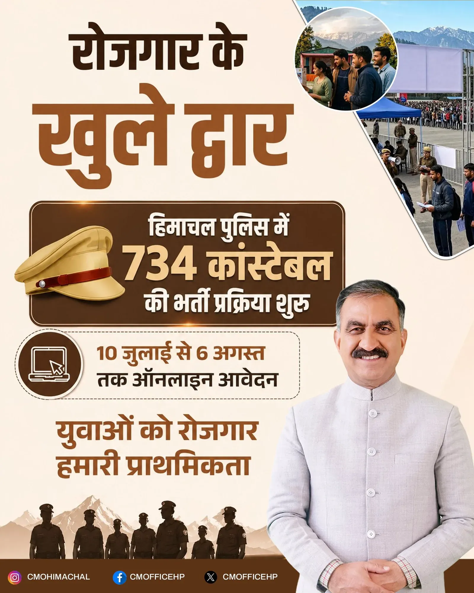 HP CM Office Launches Recruitment Drive for 734 Police Constables