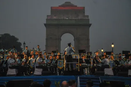 IAF Band performs at National War Memorial for Independence Day, 150 years of Vande Mataram