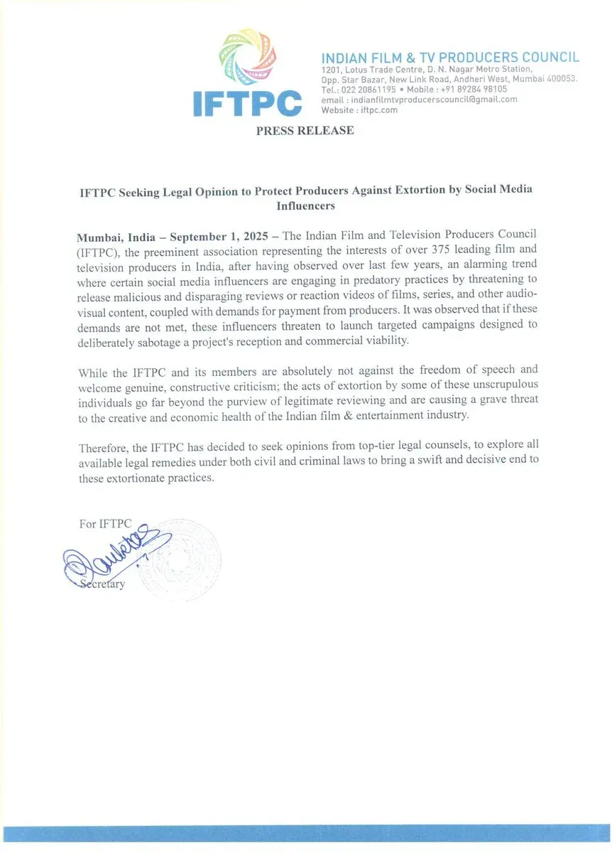 Is IFTPC Concerned About Extortion by Social Media Influencers?