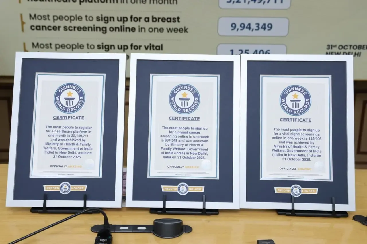 How Did India Achieve Three Guinness World Records Titles under the Nationwide 'Swasth Nari Sashakt Parivar Abhiyaan'?