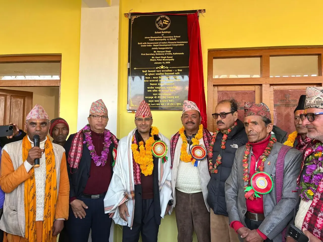 What is the significance of the newly opened India-funded school in Nepal's Baitadi?