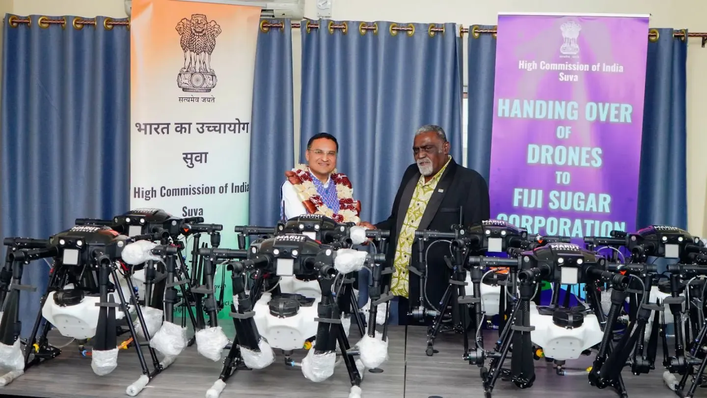 India gifts 12 agricultural drones to Fiji for sugarcane production