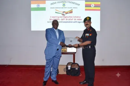 India gifts laptops, books and video gear to Uganda defence centres
