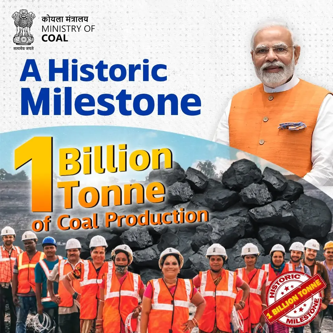 India Achieves Landmark of 1 Billion Tonnes in Coal Production, PM Modi Celebrates