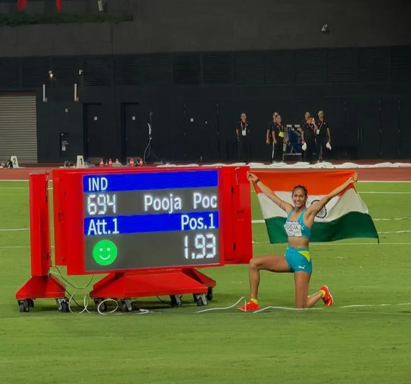 Pooja sets national record 1.93m, wins gold at Asian U20 Athletics Championships