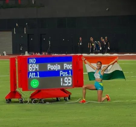 Pooja sets national record 1.93m, wins gold at Asian U20 Athletics Championships