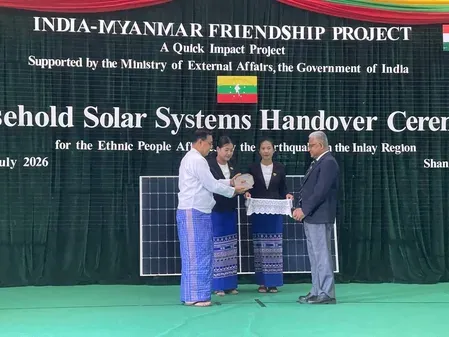 India hands over solar systems to 50 earthquake-hit households in Myanmar's Taunggyi
