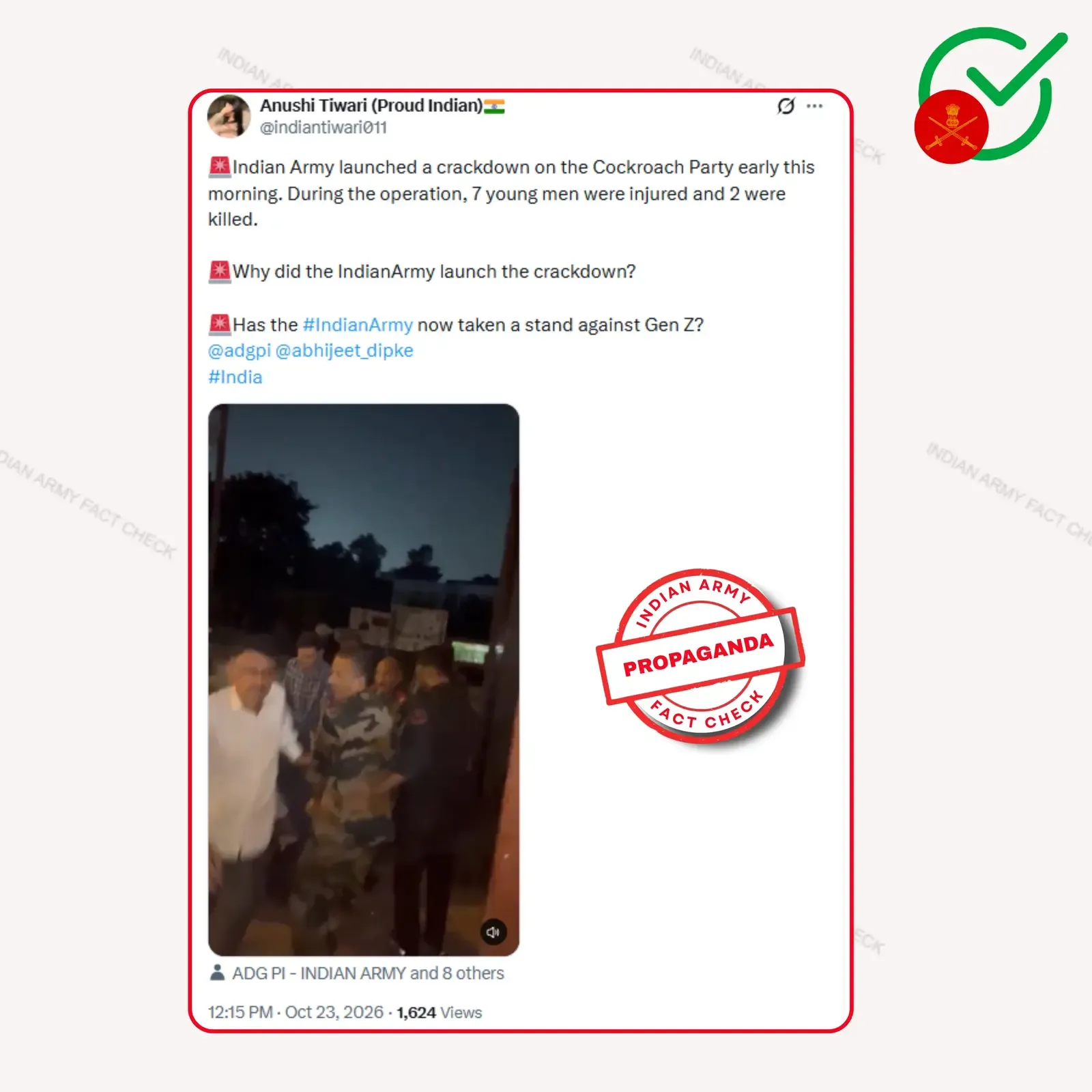 Indian Army debunks Pakistan-linked fake claims of 'crackdown' on political party