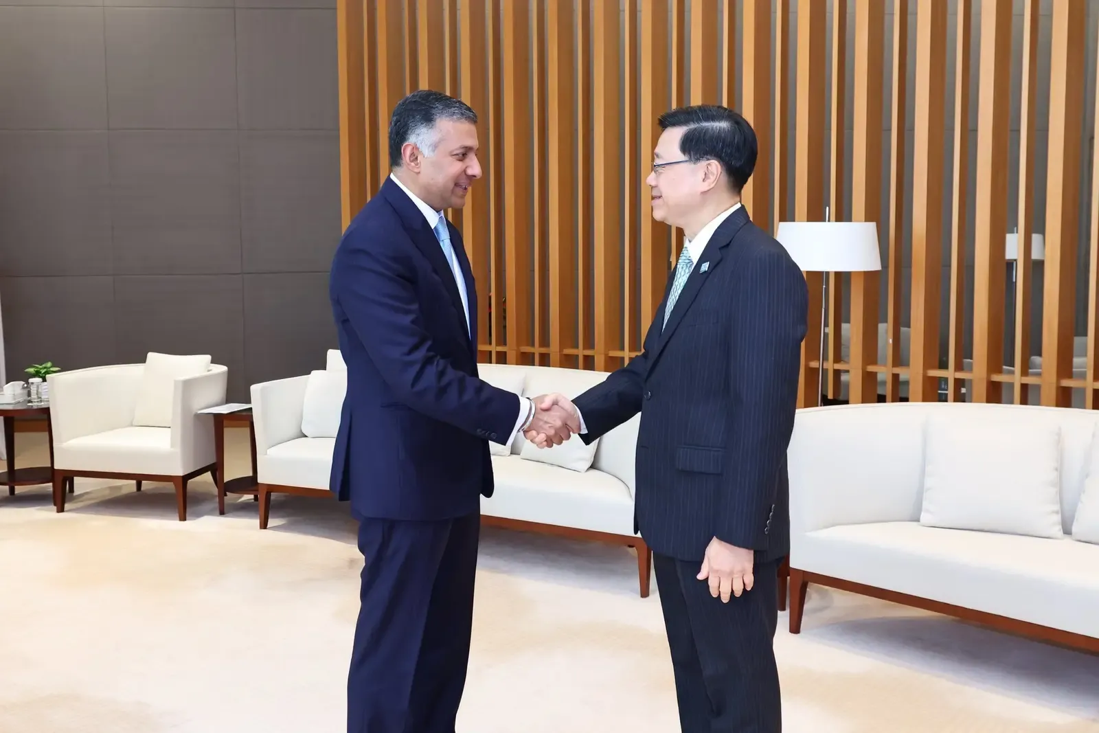 Indian envoy Vikram Doraiswami meets Hong Kong Chief Executive John Lee