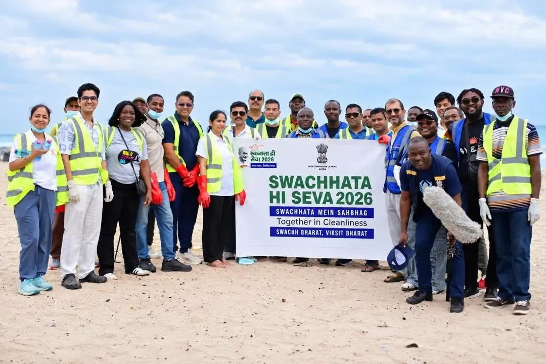 Indian mission in Ghana cleans Ananse Beach, backs 'Swachhata Hi Seva' 2026