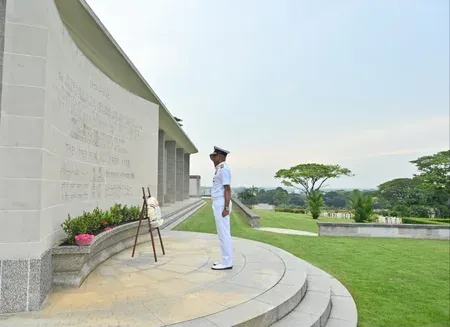 Indian Navy Eastern Fleet honours fallen at Kranji War Memorial, Singapore