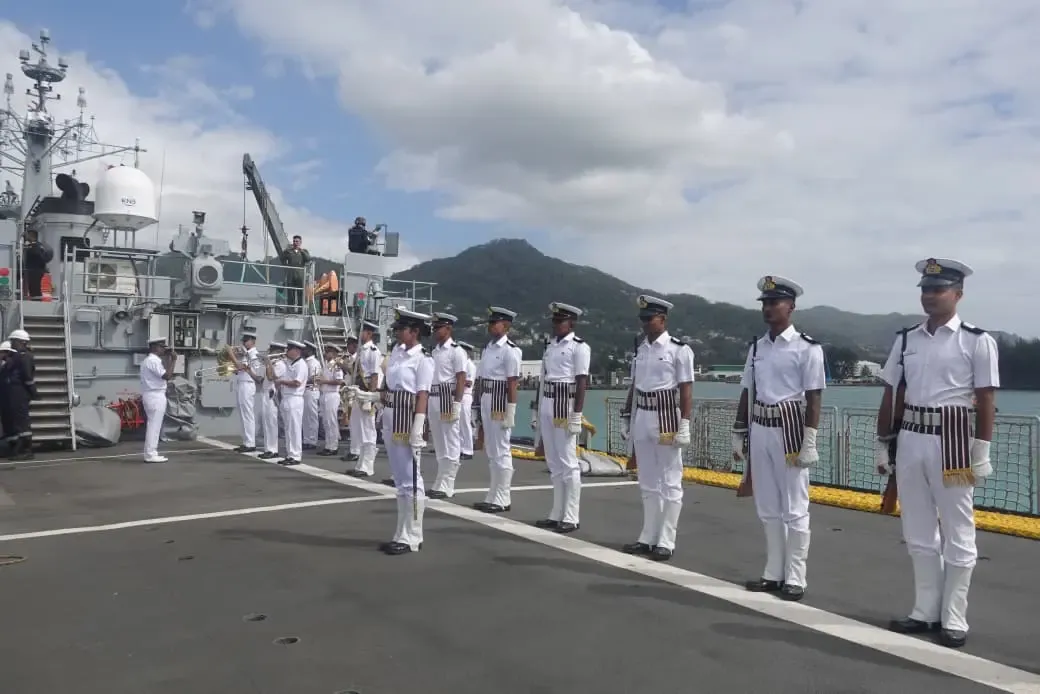 How Did the Indian Navy's Training Squadron Receive a Ceremonial Welcome in Seychelles?