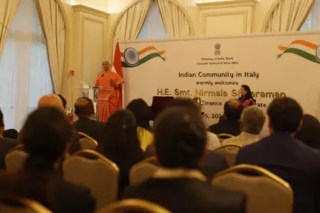 What Development Initiatives Did FM Sitharaman Discuss with the Indian Diaspora in Italy?