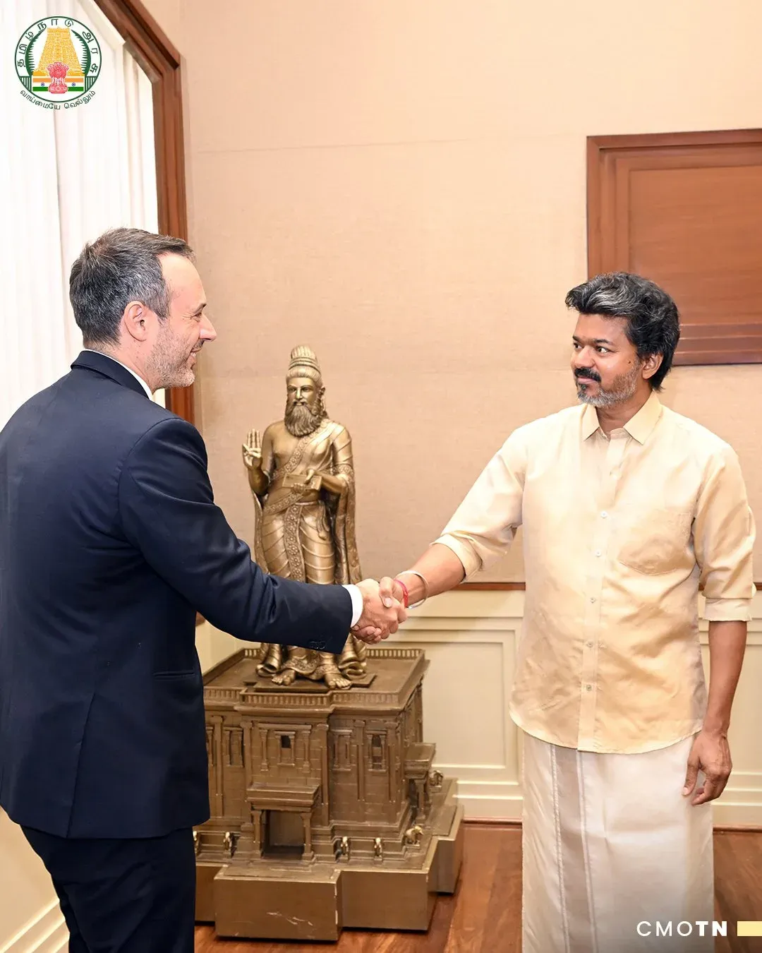 Italy's Consul General calls on CM Joseph Vijay at Chennai Secretariat
