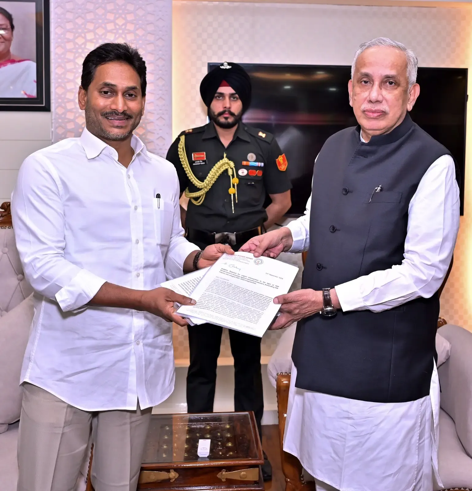 Jagan meets Andhra Governor over DSC scam, YSRCP protest attack