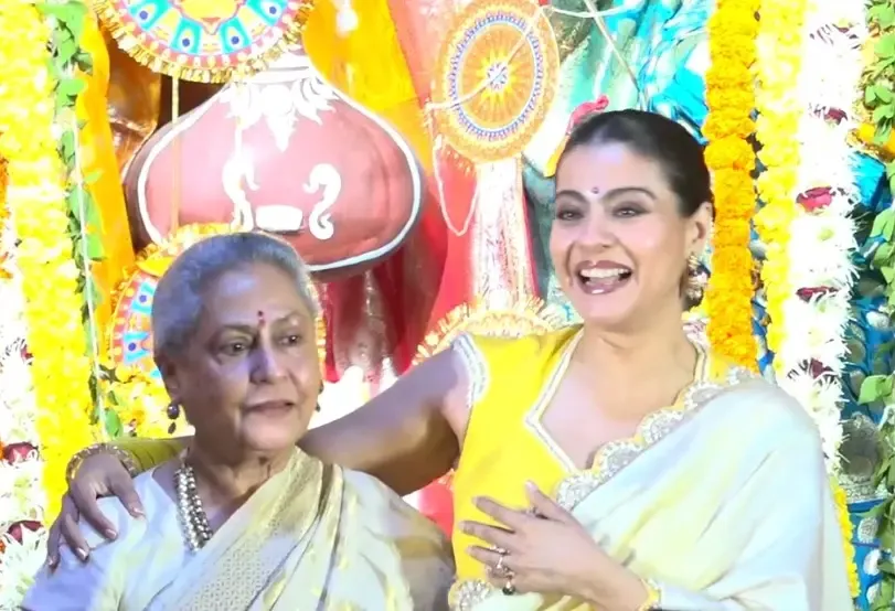 Did Jaya Bachchan Share a Heartfelt Hug with Kajol During Durga Puja?