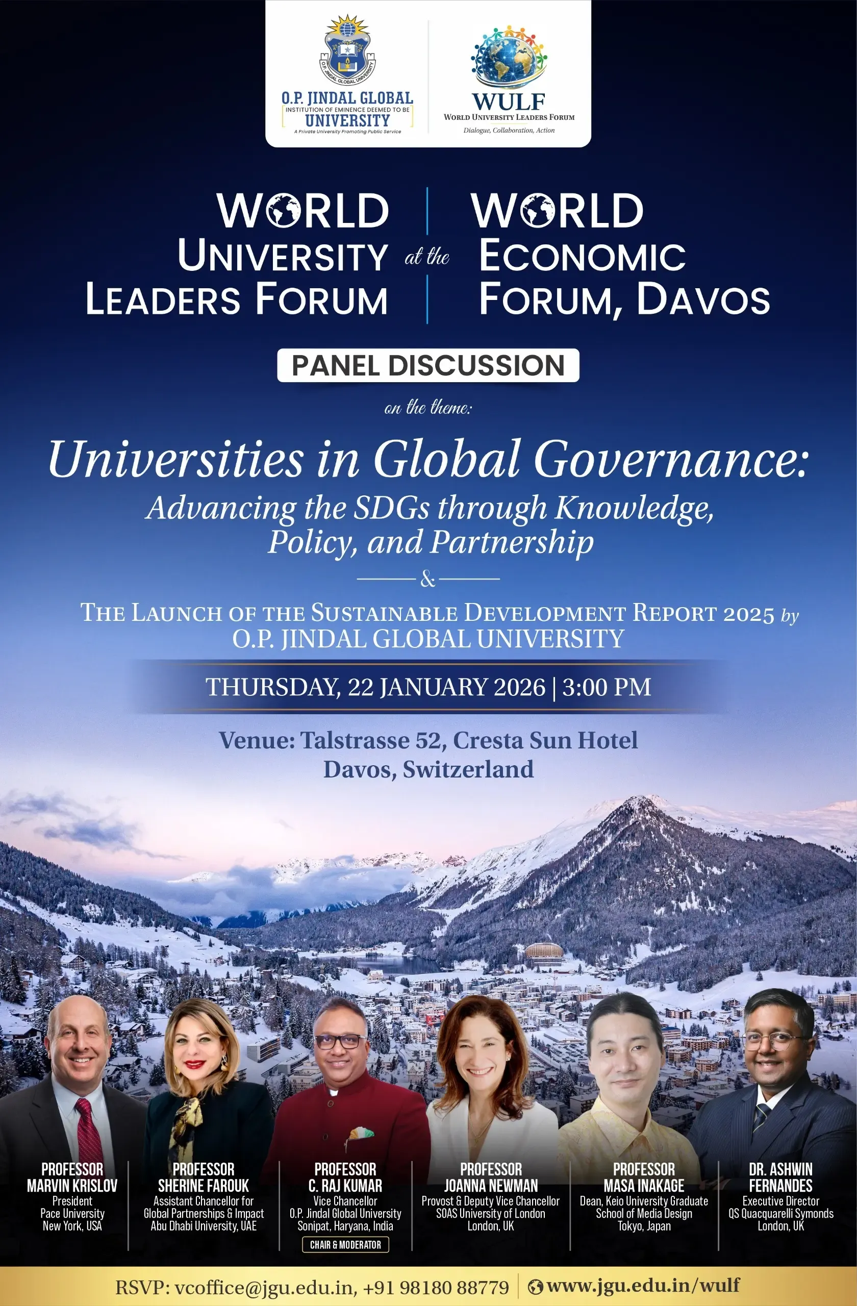 What is the World University Leaders Forum launched by JGU at Davos?