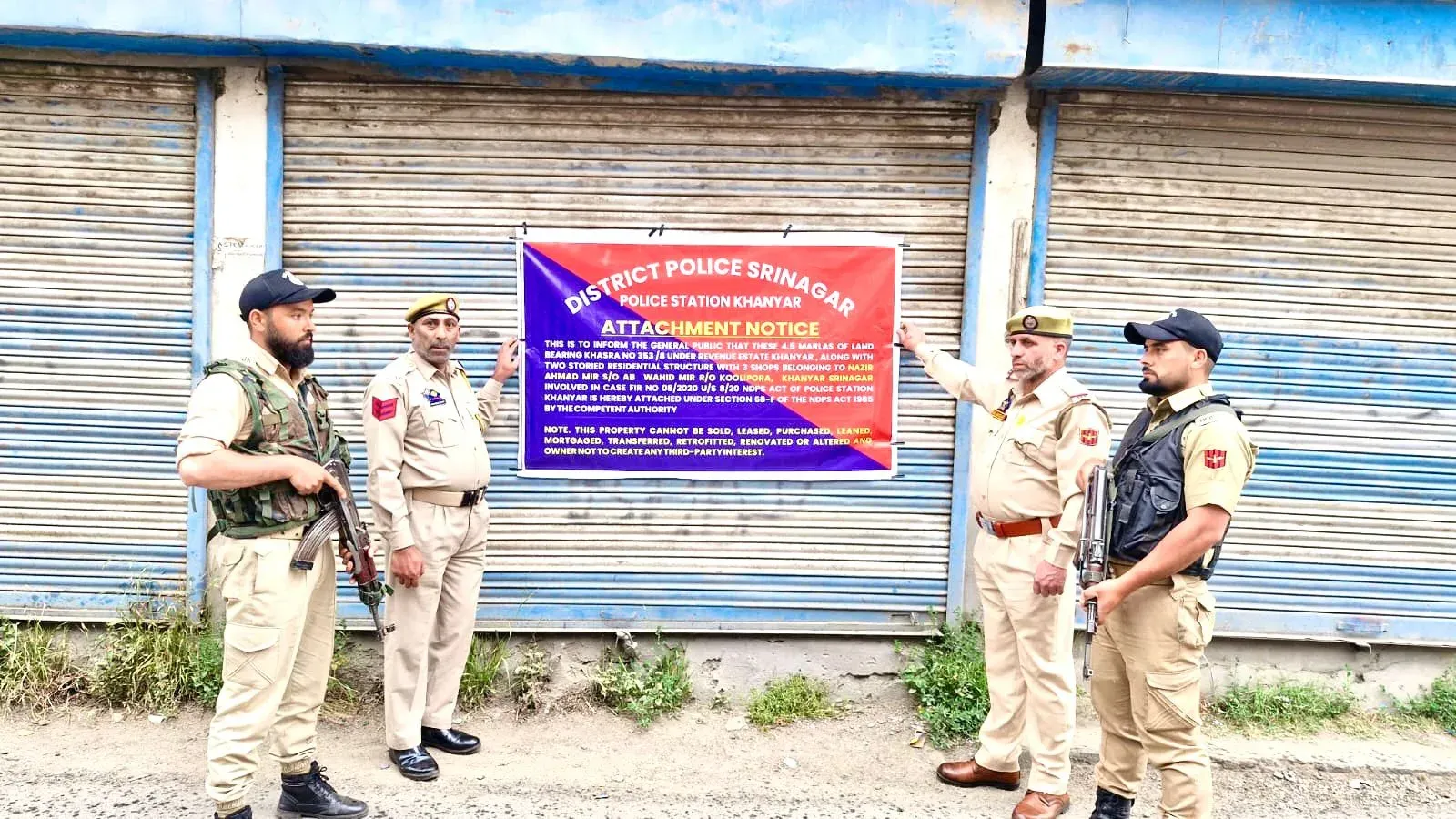 Srinagar Police attach ₹6 crore property of 3 drug peddlers under NDPS Act