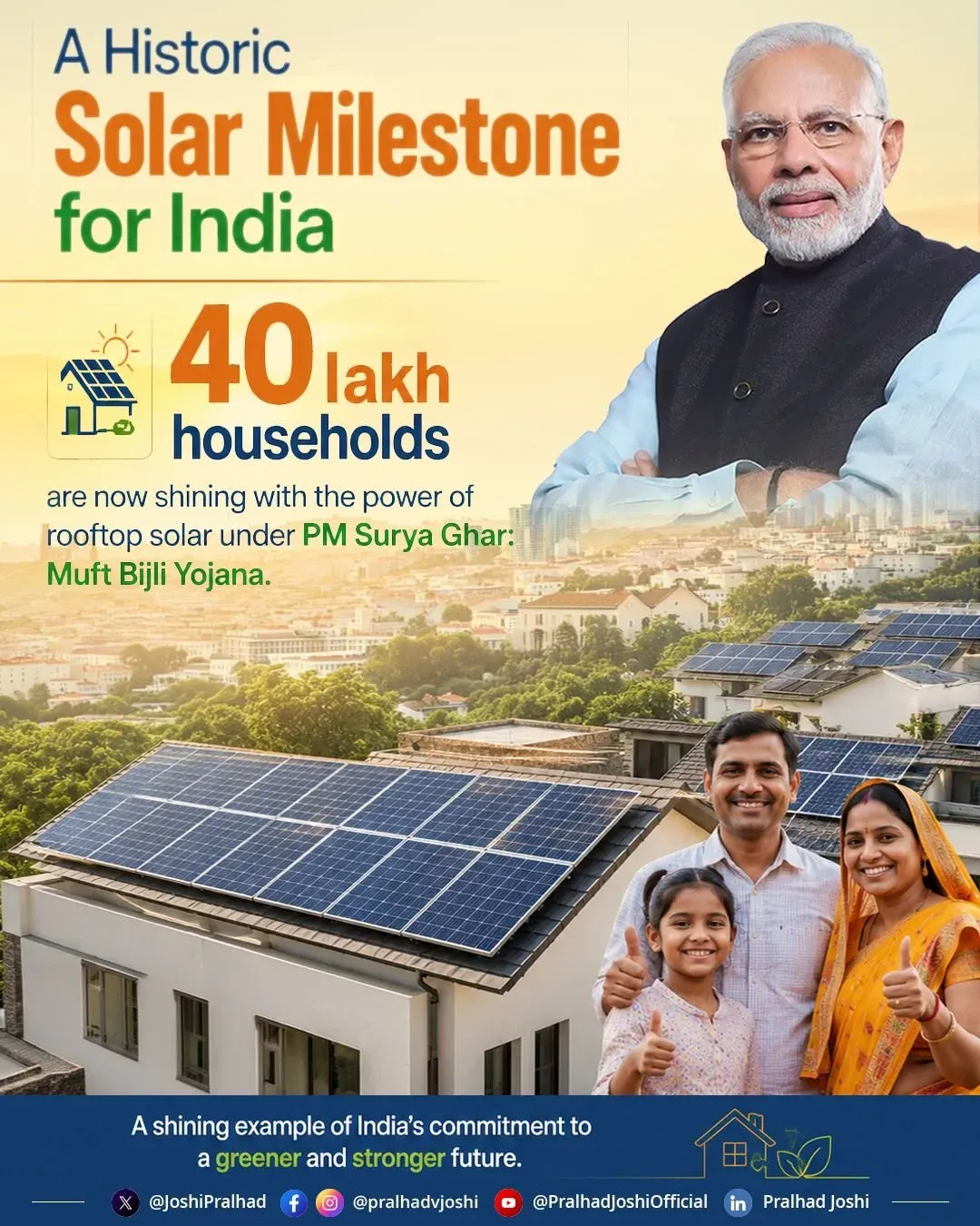 Joshi: 40 Lakh Homes Now Under PM Surya Ghar Solar Scheme