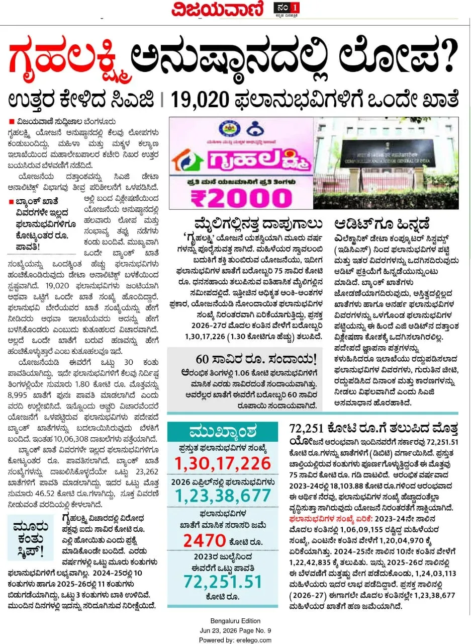 Joshi Cites CAG Report, Slams Karnataka Congress Over Gruha Lakshmi Lapses