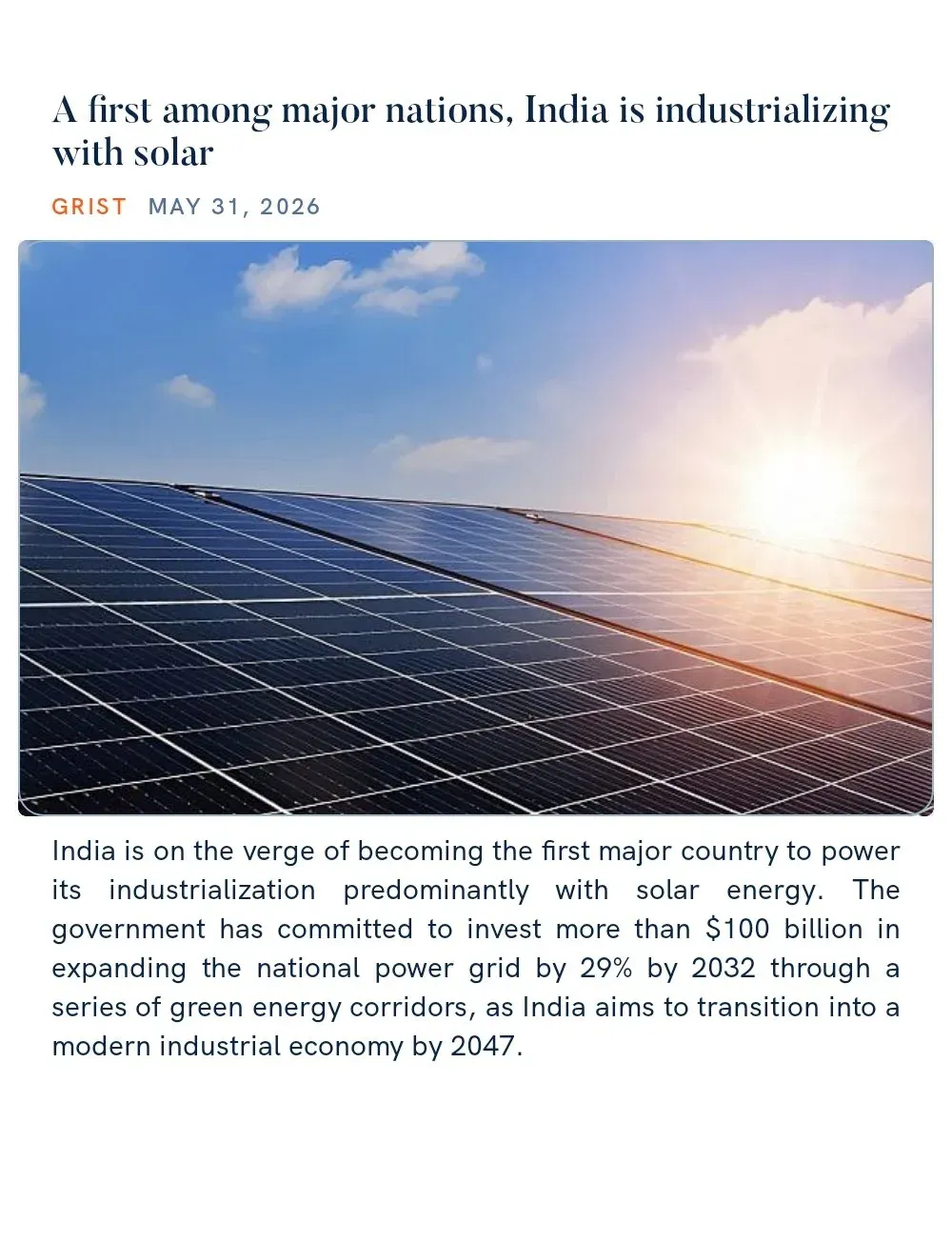 Joshi Highlights India's Solar Industrialisation Lead