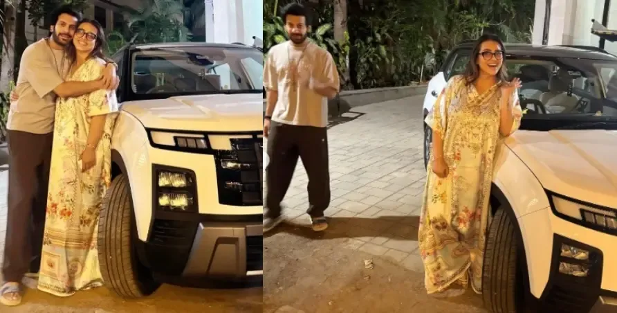 Karanveer Visits Shilpa Shirodkar to Showcase His New Car