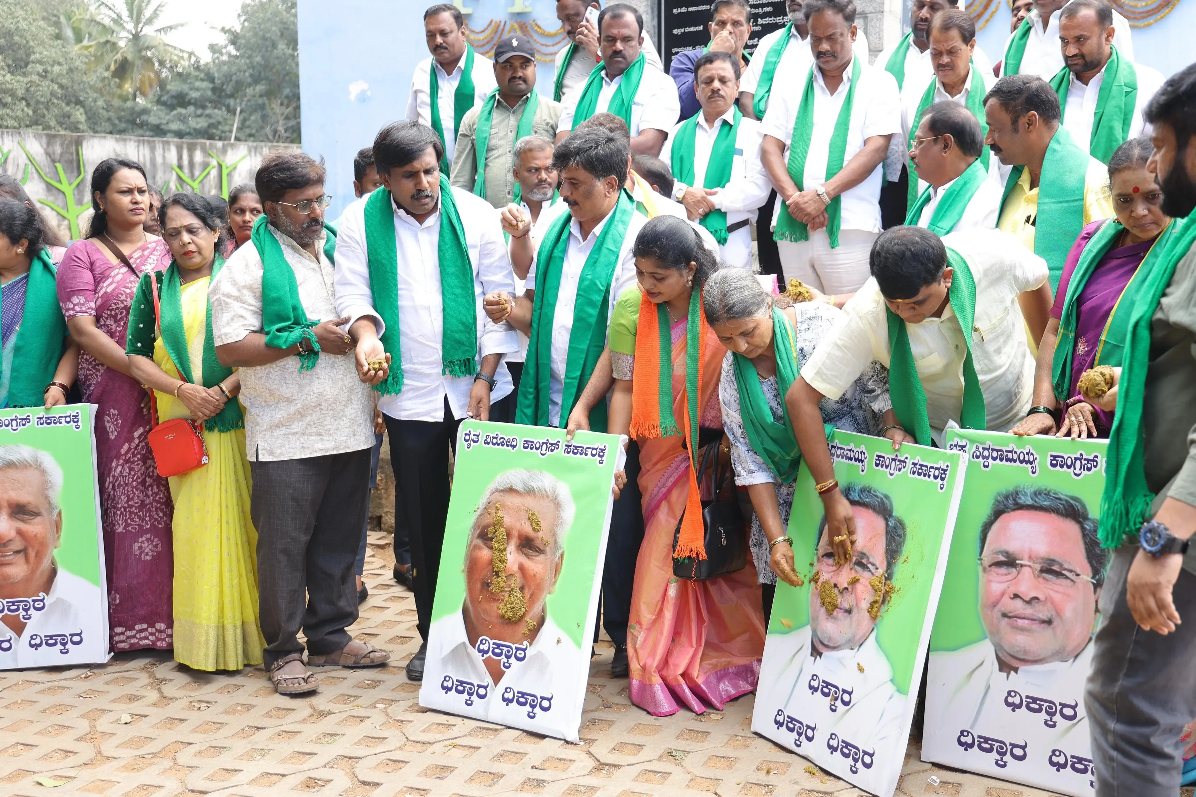 Karnataka BJP Stages Protest Against Cow Cruelty, Chief Minister's Photos Defaced
