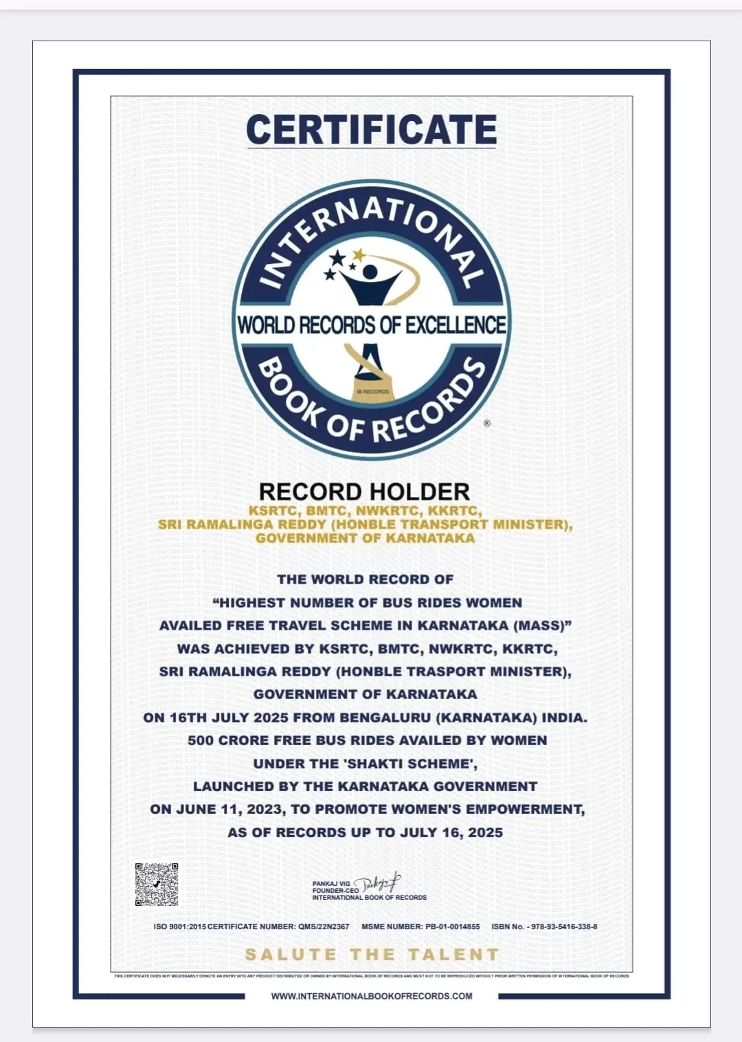 Has Karnataka's Shakti Free Travel Scheme Set a New World Record?