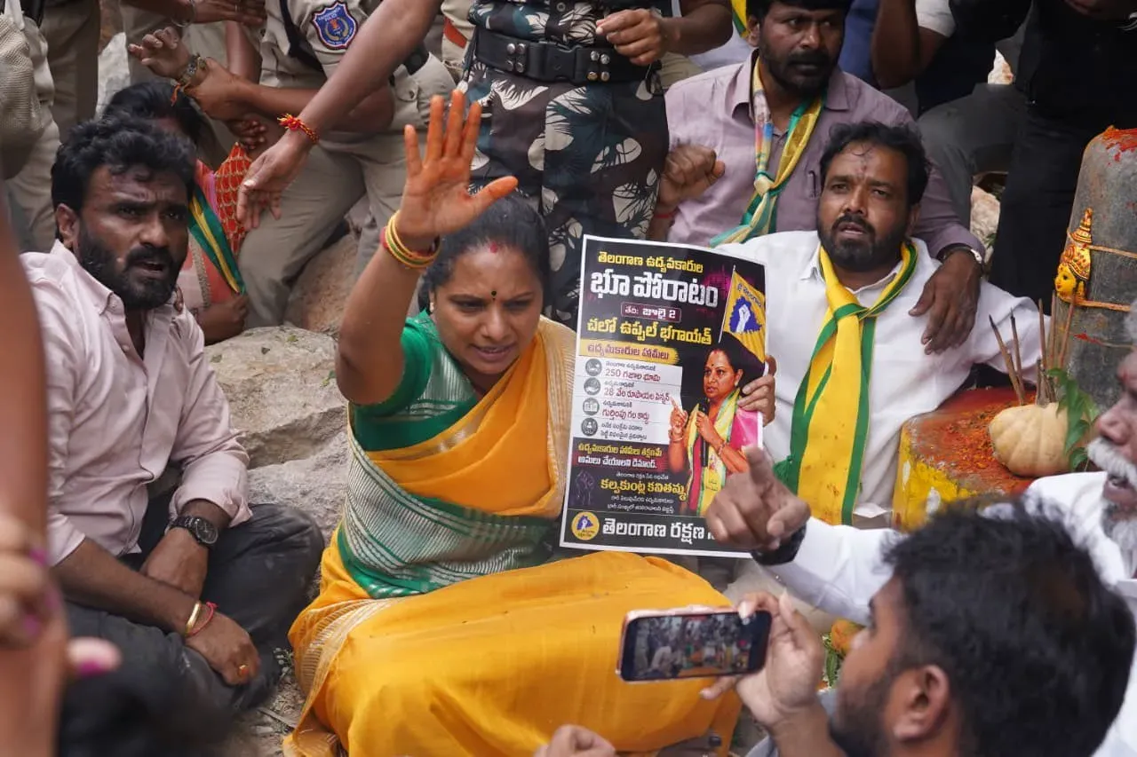 Kavitha detained at Boduppal protest over land for Telangana martyrs