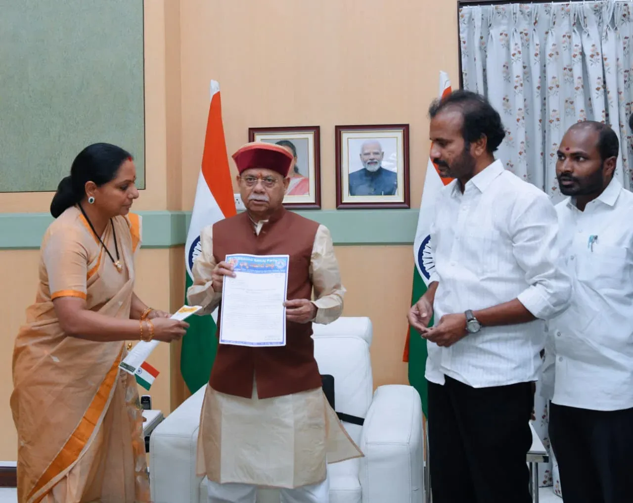 Kavitha meets Telangana Governor over land acquisition, demands justice for displaced families