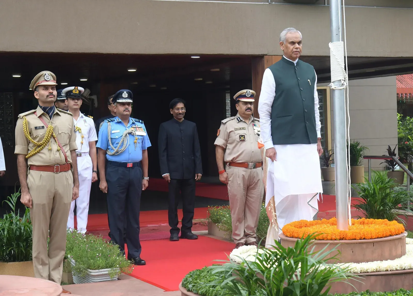 Gujarat Governor Acharya Devvrat hoists Tricolour on India's 80th Independence Day