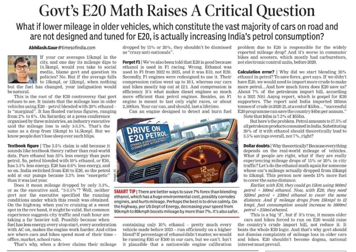 Kejriwal Questions E20 Ethanol Policy on Forex Impact