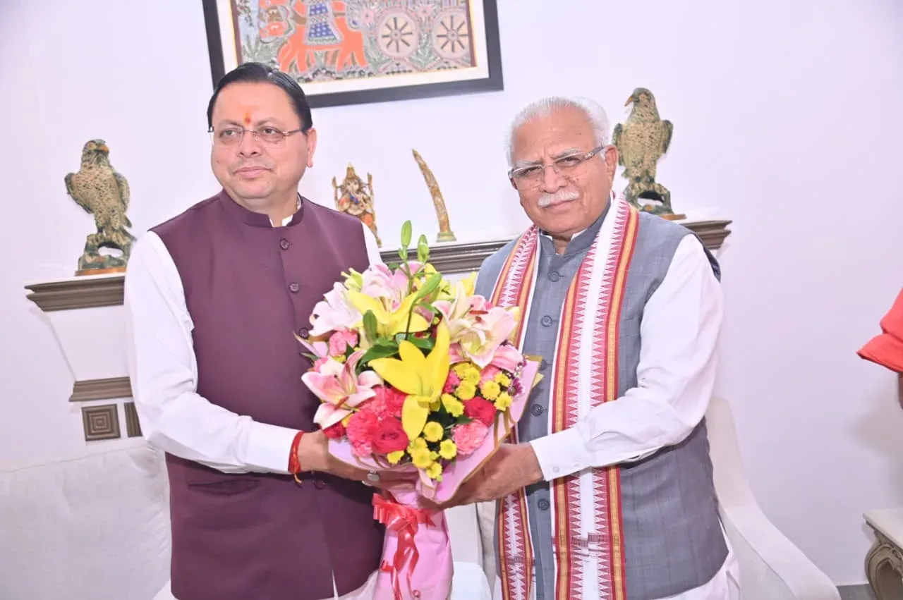 Khattar Meets CM Dhami, Reviews Uttarakhand Power Needs