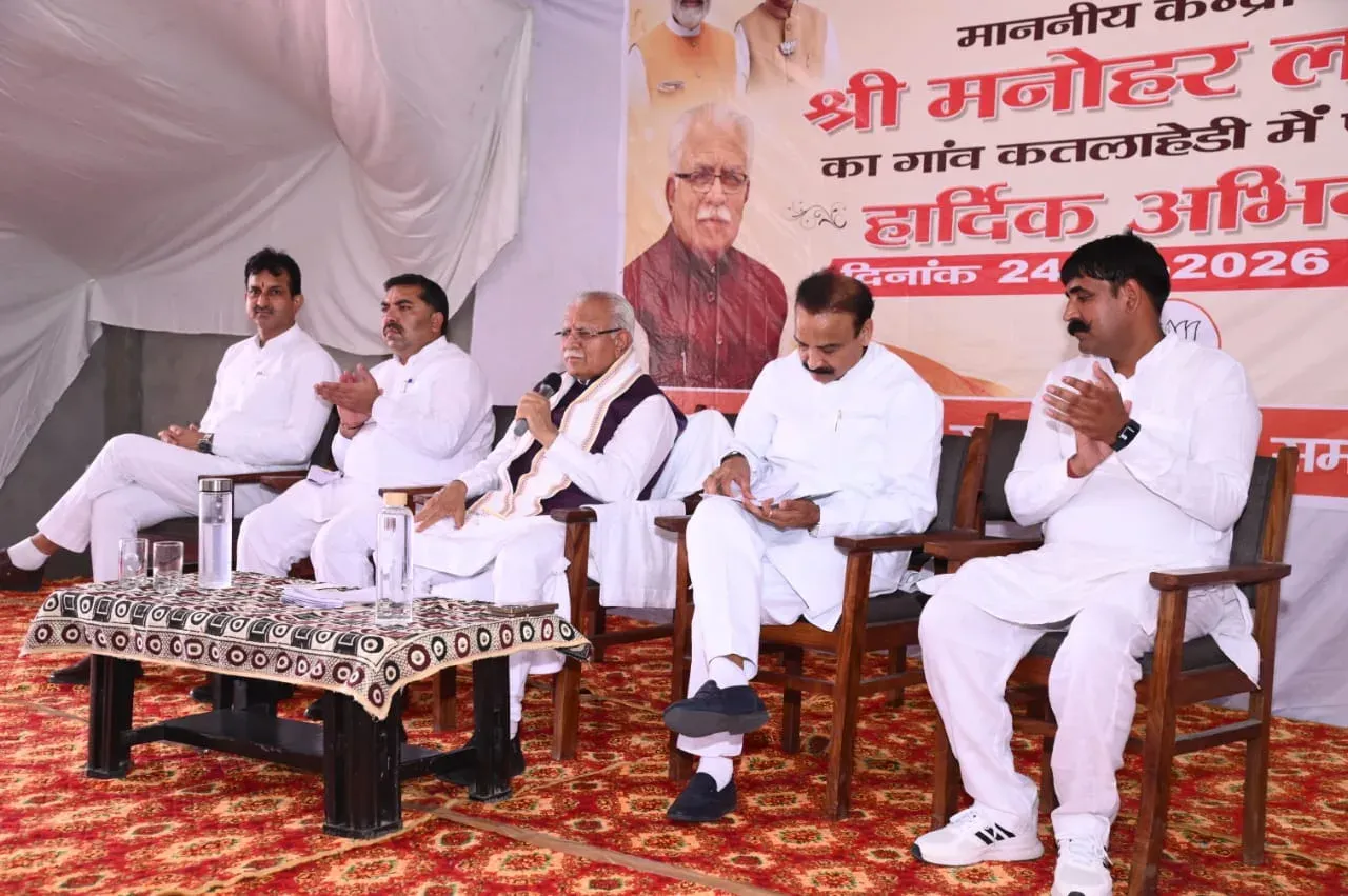 Khattar Reviews Development Works in Assandh Village Visit